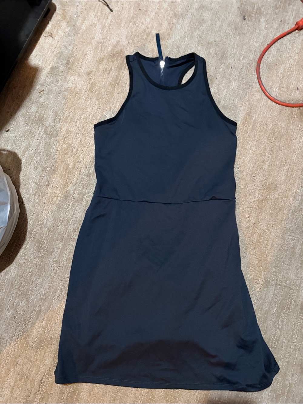 Women's Sleeveless Navy Tank Dress easy access to go to bathroom